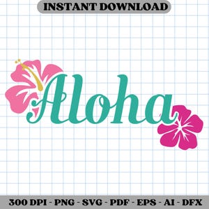 Aloha Hawaii Hibiscus SVG files,tropical Hawaiian beach summer vacation design for Cricut shirts, sublimation PNG clipart, instant download