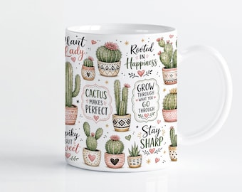 Cactus Variety Collectors 11oz 15oz Mug Wrap PNG Doodle Sublimation Design