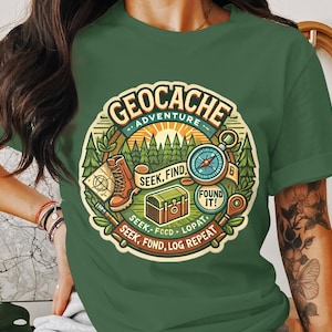 Geocaching-avontuur, png-bestand | Vintage kompas en schatkaart | GPS-clipart wandelen | Stickerontwerp outdoor ontdekkingsreiziger | Digitale download