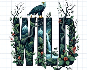 Eagle & Mountain PNG Clipart: Wild Nature Sublimation Design (Digital Download)