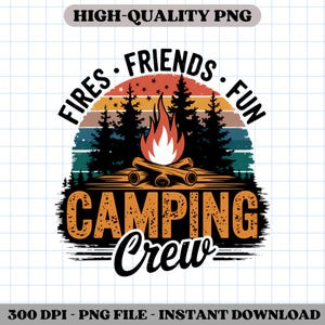 Camping Crew Png File di stampa a sublimazione Outdoor Adventure Crew Grafica PNG Famiglia Campeggio Viaggio Clipart PNG Gruppo Campeggio Design Png Download