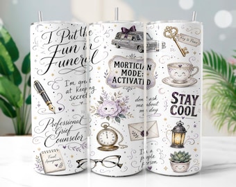 Mortician Undertaker 20oz Tumbler Wrap PNG Whimsical Sublimation Design