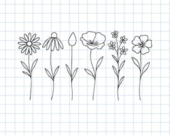 Wildflower SVG Bundle: Botanical Clipart for Cricut, Silhouette (6 File Formats)