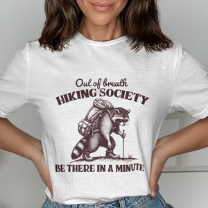 Out of Breath Hiking Society PNG, Sarcastic Raccoon Art, Vintage Hiking Clipart, Funny Hiking Quotes,Hiking Lover, Sublimation Design