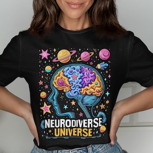 Neurodiverse Universe PNG colorful brain design, autism pride sublimation art for mental health, unique gift for neurodiversity supporters