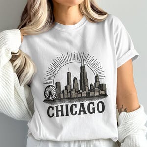 Chicago Skyline PNG – Chicago Vector Clipart, City Wall Art, Travel Design Download for Chicago Decor and Lovers