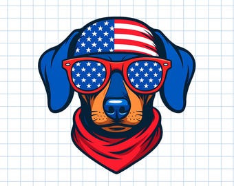 Patriotic Dachshund PNG: USA Flag, 4th of July Clipart (Digital Download)