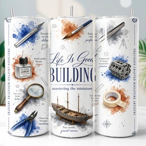 Model Builder 20oz Tumbler Wrap PNG Watercolor Sublimation Design Gift Idea