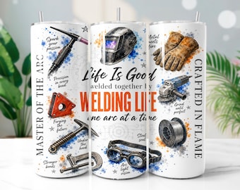 Welding Life Watercolor 20oz Tumbler Wrap PNG | Master Arc Sublimation Design