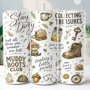 Goblincore Doodle 20oz Tumbler Wrap PNG | Whimsical Sublimation Design