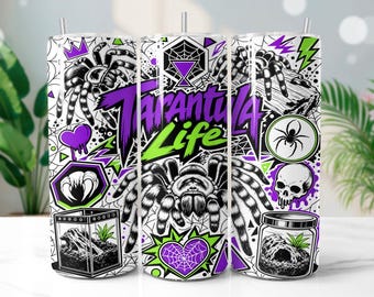 Tarantula Owner of High-Contrast Black Line Pop D 20oz Tumbler Wrap PNG Sublimation