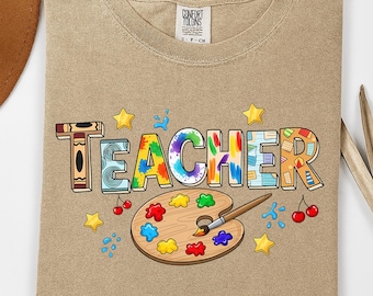 Colorful Art Teacher Sublimation Design - Vibrant School Clipart for Custom Apparel
