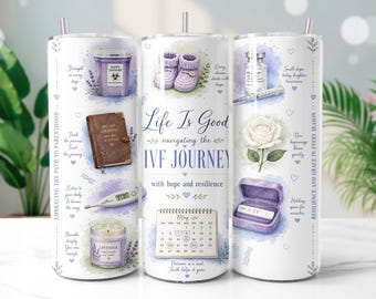 IVF Infertility Journey 20oz Tumbler Wrap PNG Watercolor Sublimation Design