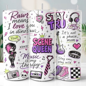 Scene Emo 20oz Tumbler Wrap PNG | Y2K Aesthetic Sublimation Design