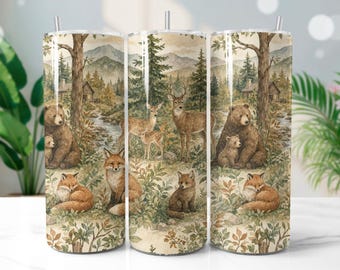 Appalachia Nursery 20oz Tumbler Wrap PNG | Woodland Forest Animals Sublimation Design