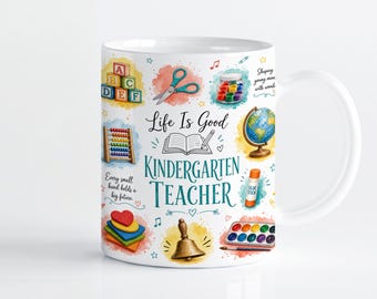 Kindergarten Teacher Educator Appreciation Gift 11oz 15oz Mug Wrap Sublimation PNG Watercolor