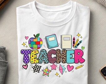 Teacher PNG: Rainbow Leopard Apple Clipart for Sublimation (Digital Download)