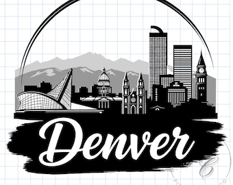 Denver Skyline SVG, Mountains Cityscape Cut File for Cricut, Travel Gift