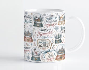 Vintage Snow Globe Winter Wonderland Gift 11oz 15oz Mug Wrap Sublimation PNG Holiday