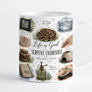 Ball Python Owner 11oz 15oz Mug Wrap PNG Watercolor Serpent Enthusiast Sublimation Design