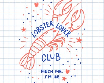 Lover Club SVG PNG, Funny Summer Nautical Lobster & Crawfish Watercolor T-Shirts Design
