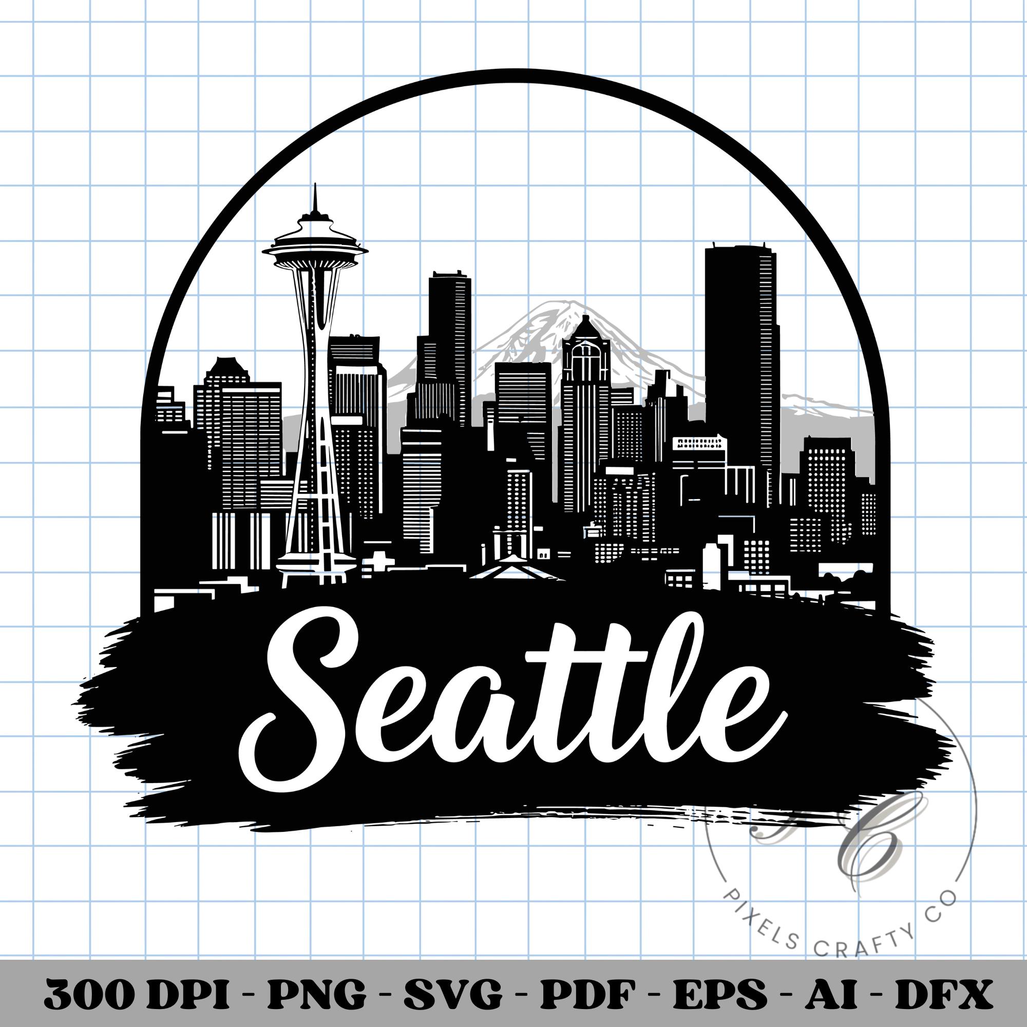 Seattle Skyline SVG, Space Needle Cityscape Cut File for Cricut, Travel ...
