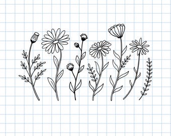 Wildflower Clipart SVG Pack: Botanical Design for Cricut, Silhouette (Digital Download)