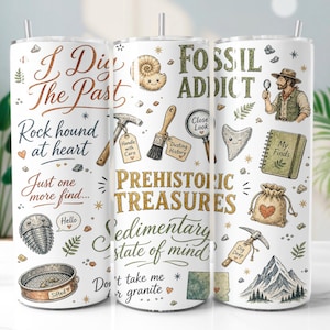 Fossil Collector 20oz Tumbler Wrap PNG | Nyckfull Rock Hound Sublimeringsdesign