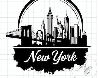 New York Skyline SVG, Statue of Liberty & Bridge Cut File for Cricut, Travel Gift