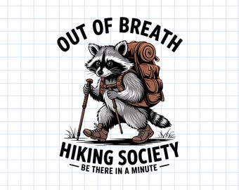 Sarcastic Raccoon Hiking Society PNG: Vintage Animal Art (Digital Download)