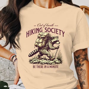 Out of Breath Hiking Society PNG, Sarcastic Raccoon Art, Vintage Hiking Clipart, Funny Hiking Quotes,Hiking Lover, Sublimation Design