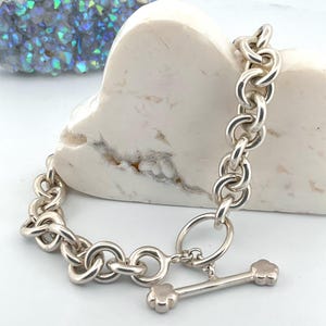 Vintage Sterling Silver T-Bar Ring Link Bracelet 8”