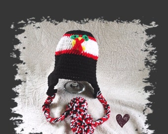 Crochet Sports Hat, Men or Women's Crochet Beanie Hat, Hockey Hat, Skull Hat