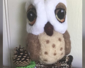 Needle Felted Owl, Felted Owl, Soft Sculpture Doll