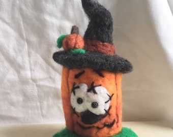 Needle Felted Pumpkin, Soft Sculpture Pumpkin, Halloween Decor