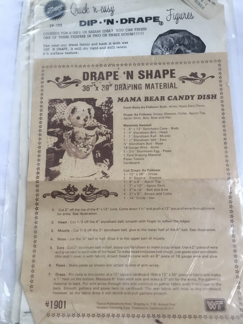 Vintage Drape And Shape Dolls Dip N Drape Instructions Paper Etsy
