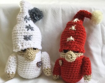 Crochet Gnomes, Two Stuffed Dolls, Amigurumi Doll , Holiday Gifts