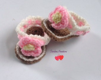 Crochet Infant Sandals, Newborn Booties, Baby Gifts, Baby Shoes, Girl's Sandals