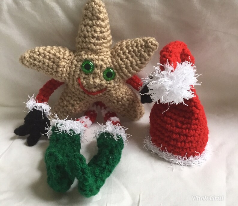Crochet Star, Amigurumi Star, Amigurumi Star with Removable Hat, Holiday Decor image 3