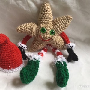 Crochet Star, Amigurumi Star, Amigurumi Star with Removable Hat, Holiday Decor image 1