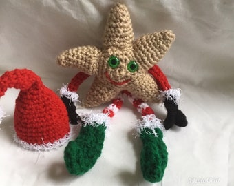 Crochet Star, Amigurumi Star, Amigurumi Star with Removable Hat, Holiday Decor