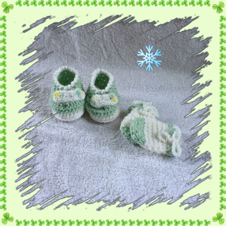 Crochet Green Booties and Mitten Set of 2 Baby Mittens Baby Etsy