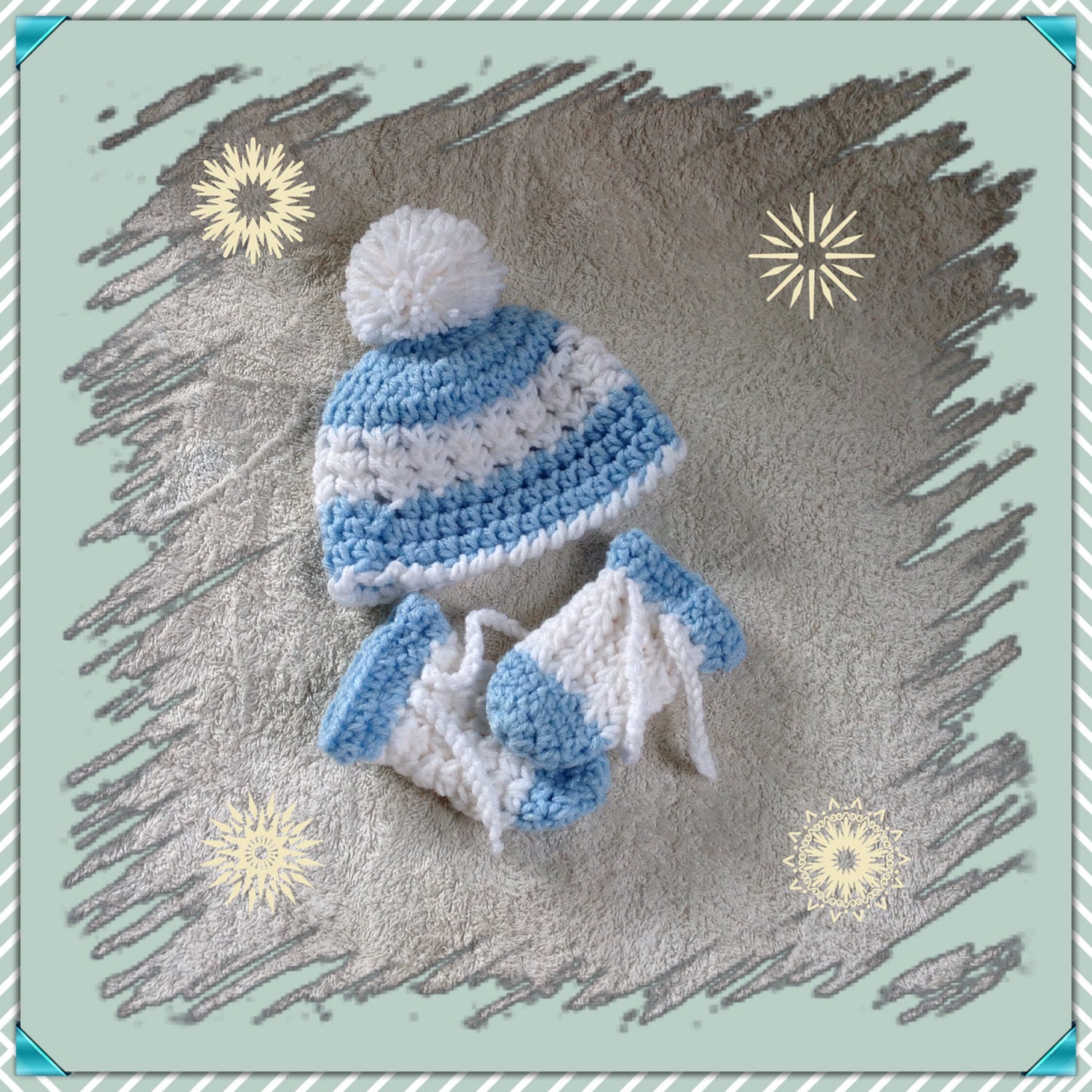 Crochet Infant Hat and Mittens Baby Boy Hat Infant Mittens Etsy
