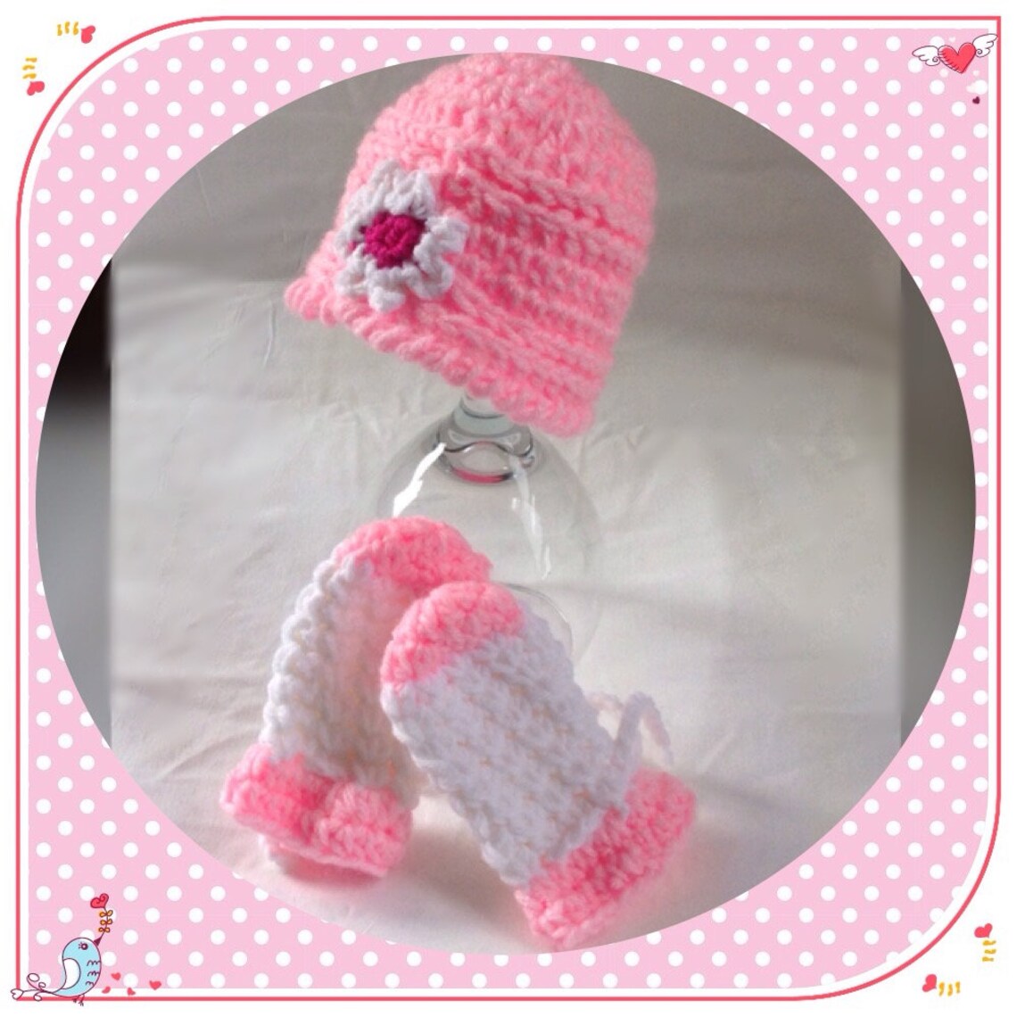 Crochet Baby Girl Hat and Mittens, Infant Hat, Baby Mittens, Baby Gifts