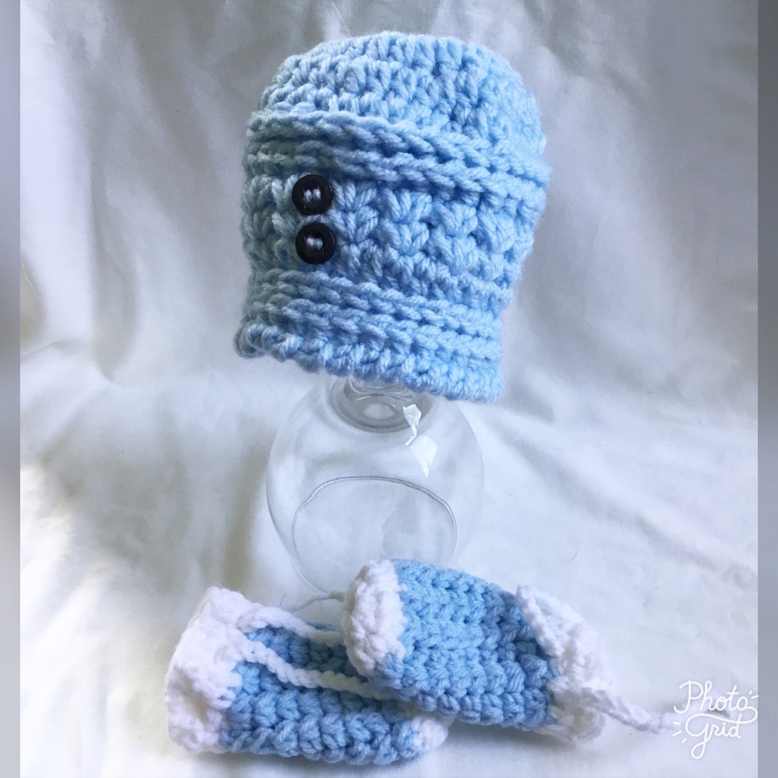 Crochet Infant Hat Baby Mittens Newborn Baby Set Baby Etsy