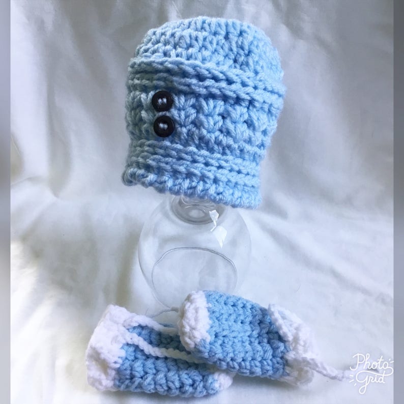 Crochet Infant Hat Baby Mittens Newborn Baby Set Baby Etsy