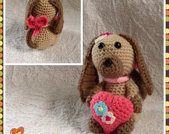 Puppy Lover Gift, Crochet Puppy With Heart, Stuffed Puppy Dog, Cute Puppy Dog