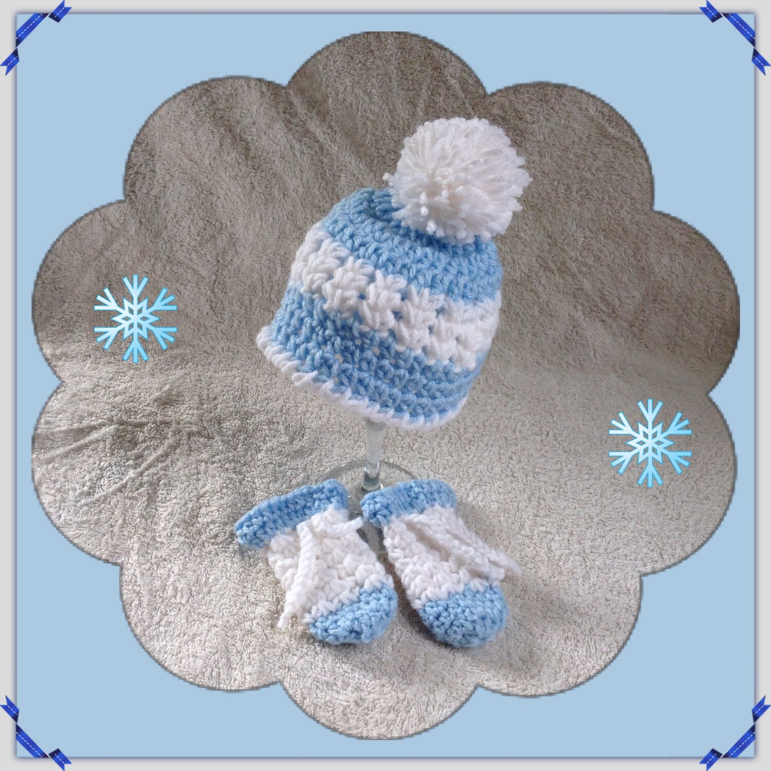 Crochet Infant Hat and Mittens Baby Boy Hat Infant Mittens Etsy