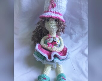 Amigurumi Doll, Crochet Girl Doll, Handmade Doll , Flower Doll