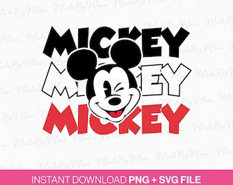 Winking Retro Mickey Mouse SVG, Family Trip PNG (Digital Download)